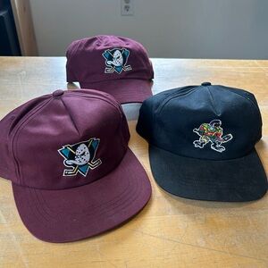 Lot of 3 Mighty Ducks Hats Youth Energy nhl